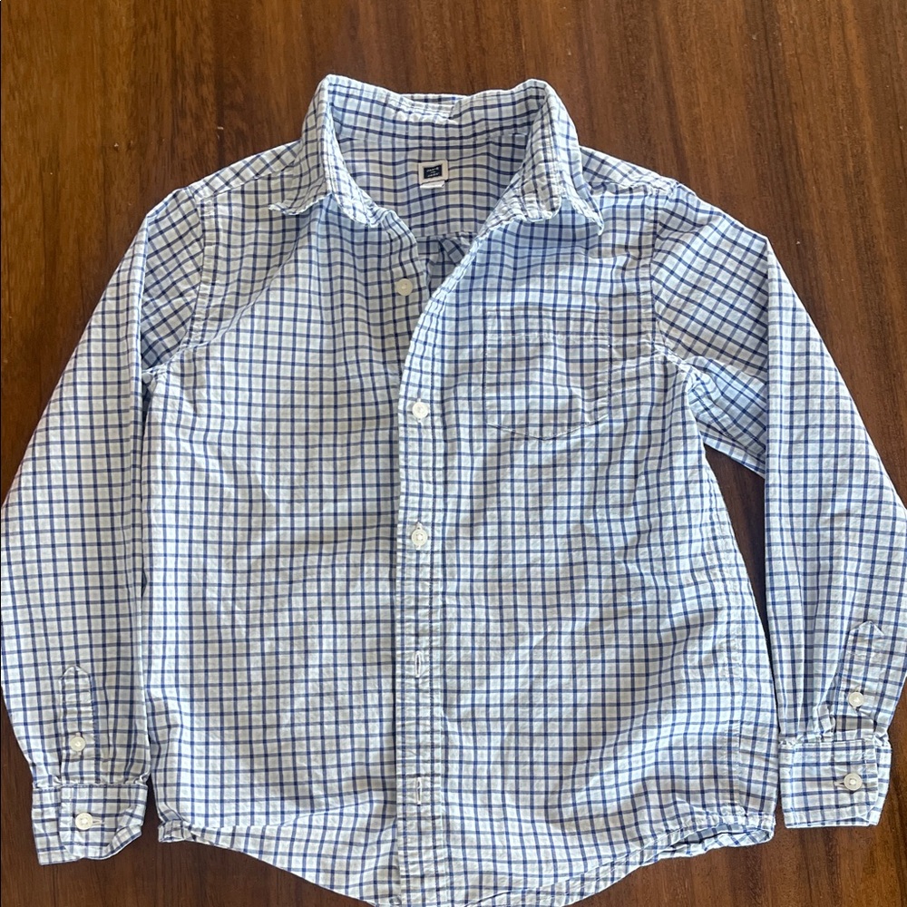 Janie and Jack Blue and White Plaid Shirt